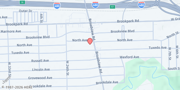 Map showing Parma Hunger Center at 5280 Broadview Rd, Parma, OH