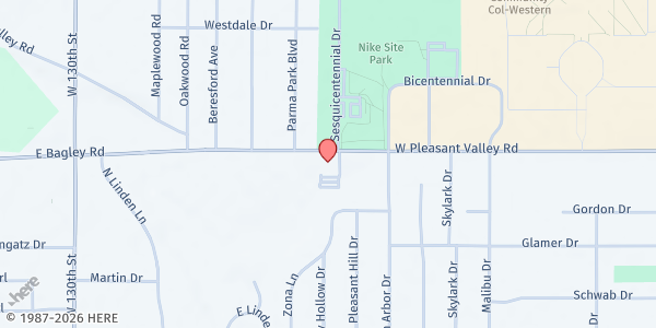 Map showing Pleasant Valley Church at 12193 W Pleasant Valley Rd, Parma, OH