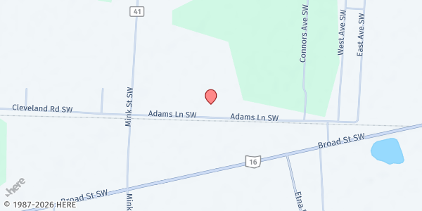 Map showing LEADS Pataskala Outreach Center at 12536 Adams Ln SW, Pataskala, OH