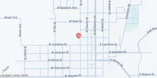 Map showing Caring & Sharing Food Pantry at 318 N Walnut St, Paulding, OH