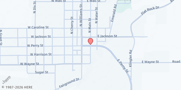 Map showing Caring & Sharing Food Pantry at 103 N. Main St., Paulding, OH
