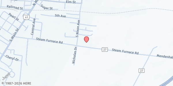 Map showing Peebles Church of Christ at 6050 Steam Furnace Rd, Peebles, OH