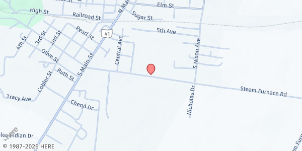 Map showing Peebles Church of God at 6346 Steam Furnace Rd, Peebles, OH