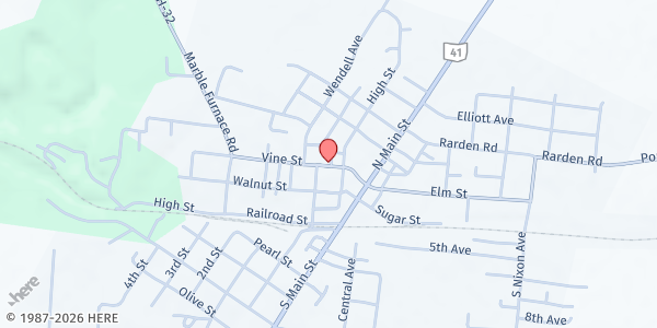 Map showing Peebles Community Bible Fellowship at 70 Vine St, Peebles, OH