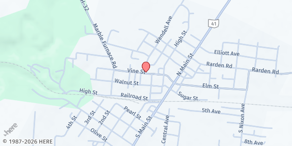 Map showing Peebles Community Bible Fellowship at 70 Vine St, Peebles, OH