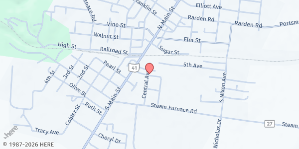 Map showing Peebles Holiness Church at Pilgrim Holiness Church, Peebles, OH