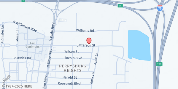 Map showing Moms Mobile Mission at 12282 Jefferson St., PERRYSBURG, OH