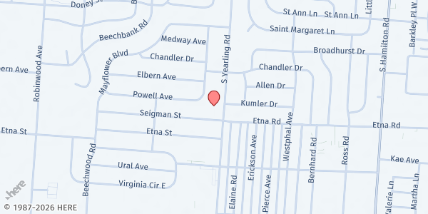 Map showing New Life Church - Yearling Road Location at 441 South Yearling Road, Pinewood, OH