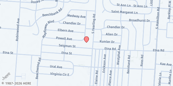 Map showing New Life Whitehall Church at 441 South Yearling Road, Pinewood, OH