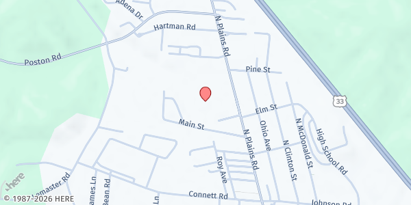 Map showing Salvation Army- Athens at 70 North Plains Road, The Plains, OH