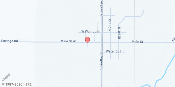 Map showing Christ United Methodist Church at 301 W. Main Street, Portage, OH