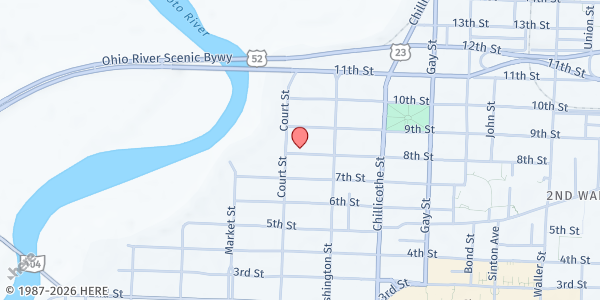 Map showing Operation Safety Net Sci Co Homeless Shelter at 615 Eighth Street, Portsmouth, OH