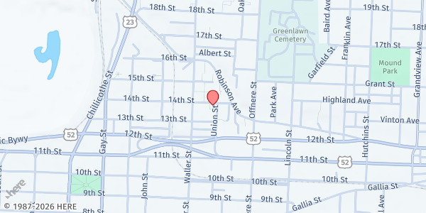 Map showing Time Out For Me at 1226 14th St, Portsmouth, OH
