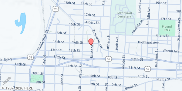 Map showing Time Out For Me - Portsmouth at 1226 14th St, Portsmouth, OH