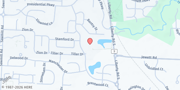 Map showing Olentangy School District - Tyler Run Elementary at 580 Salisbury Drive, Powell, OH