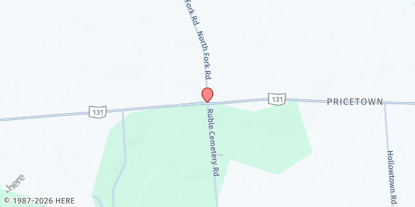 Map showing Pricetown Church of Christ at 2070 Ohio 131, Pricetown, OH