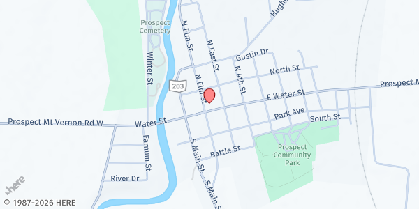Map showing St. Paul's Lutheran Church Pantry at 200 East Water Street, Prospect, OH