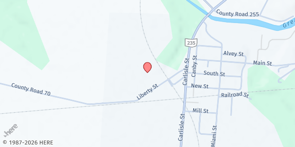 Map showing Buckeye Gospel Barn at 206 Liberty, Quincy, OH