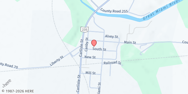 Map showing Quincy UMC at 111 South St, Quincy, OH