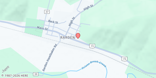 Map showing Rarden Daily Bread at 1693 Main Street, Rarden, OH