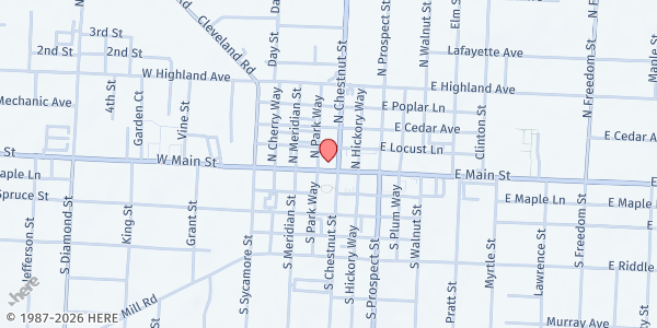 Map showing Catholic Charities of Portage County - Ravenna at 206 W. Main Street, Ravenna, OH