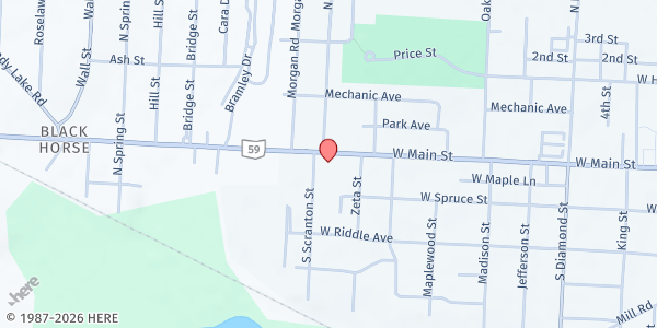 Map showing Center of Hope at 1081 W Main St, Ravenna, OH