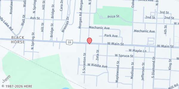 Map showing Christian Cupboard/Center of Hope - Ravenna Pantry at 1081 W Main St, Ravenna, OH