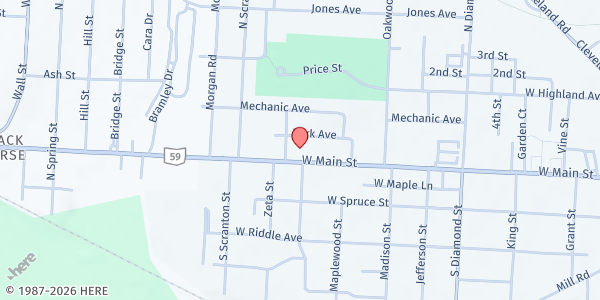 Map showing Christian Cupboard-Ravenna - Center of Hope at 1081 W Main St, Ravenna, OH