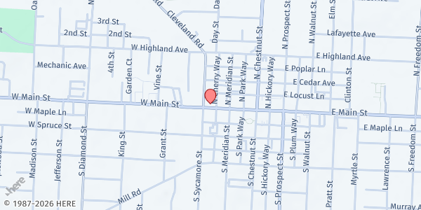 Map showing Ravenna Pantry Location at 268 W Main St, Ravenna, OH
