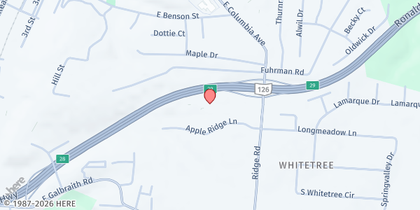 Map showing Jewish Family Services - Reading at 8487 Ridge Rd., Reading, OH