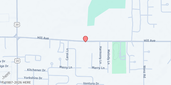 Map showing The University Church at 4747 Hill Avenue, Reynolds Corners, OH