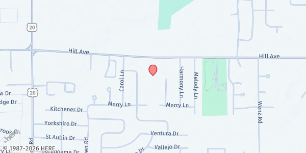 Map showing University Church at 4747 Hill Avenue, Reynolds Corners, OH