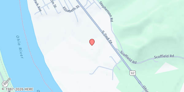 Map showing Ripley High School (RULH) at 1317 S 2nd St, Ripley, OH