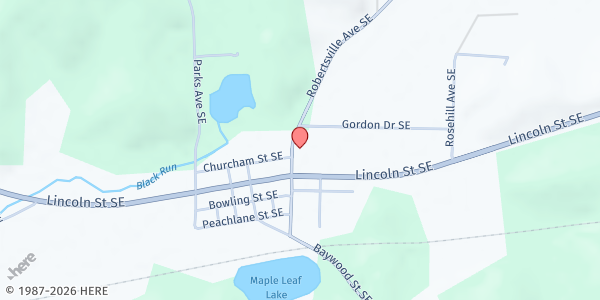 Map showing Christ Memorial Church at 2620 Robertsville Ave SE, Robertsville, OH