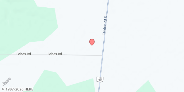 Map showing The Vine Food Pantry - Eagleville Bible Church at 1981 Rte 45, Rock Creek, OH