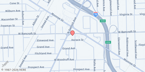 Map showing Claver House at 1119 West Bancroft Street, Roosevelt, OH