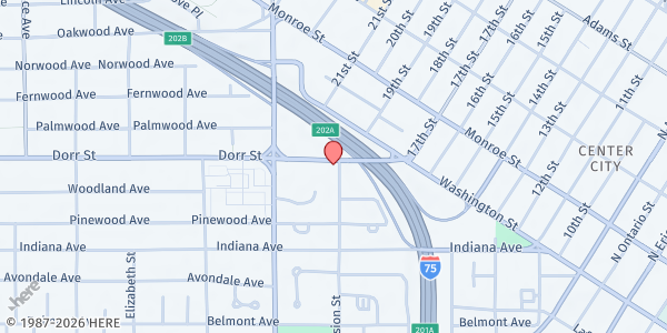 Map showing J. Frank Troy Senior Center at 1235 Division Street, Roosevelt, OH