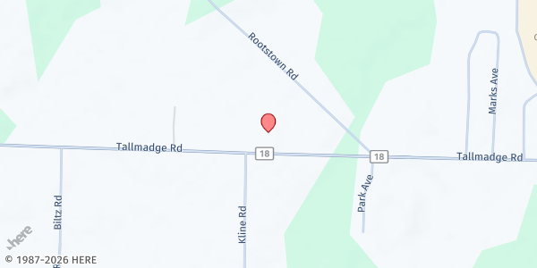 Map showing Community Bible Church at 3671 Tallmadge Rd., Rootstown, OH