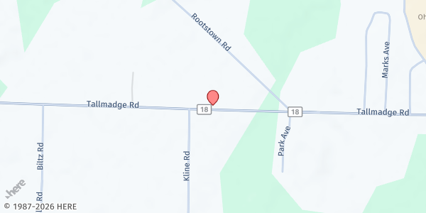 Map showing Community Bible Church Pantry at 3671 Tallmadge Rd, Rootstown, OH