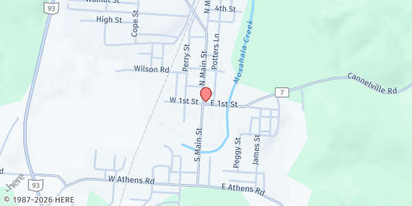 Map showing Roseville Community Food Pantry at 4 North Main Street, Roseville, OH