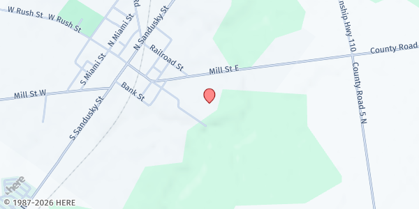 Map showing Rushsylvania Church of Christ at 170 Mill St. E., Rushsylvania, OH