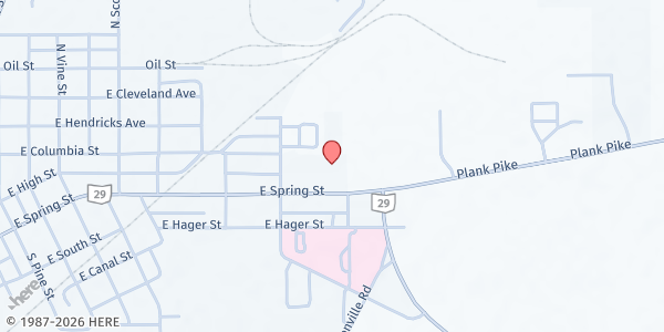 Map showing Agape Ministries Food Pantry at 1220 East Spring Street, Saint Marys, OH