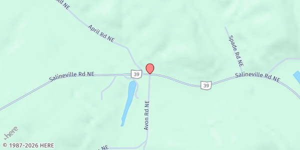 Map showing Riley's Three Loaves Pantry at 10510 Avon Rd NE, Salineville, OH