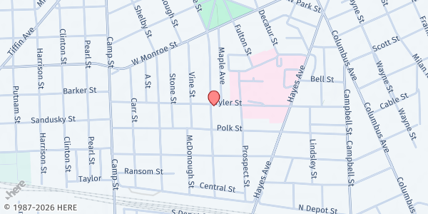 Map showing Father's Heart Ministry - Food Distribution Center at 1300 Central Ave, Sandusky, OH