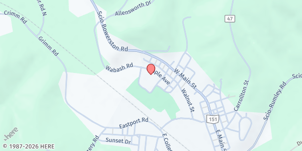 Map showing Scio Community Food Pantry at 117 Maple Street, Scio, OH