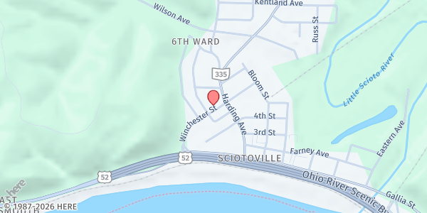 Map showing The Potter's House at 5409 Winchester Ave, Sciotoville, OH