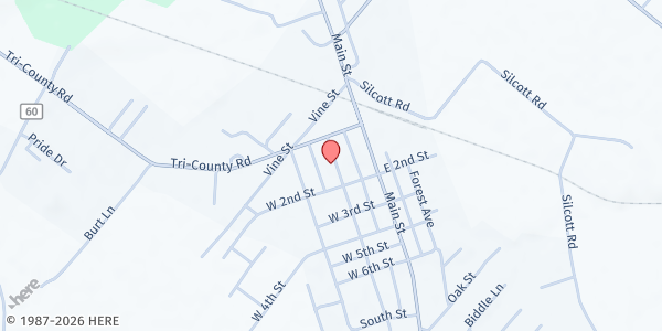 Map showing Seaman Community Methodist Church at 63 Broadway St, Seaman, OH