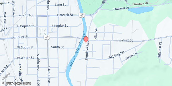 Map showing Agape Distribution Food Pantry at 209 S. Brooklyn Ave., Sidney, OH