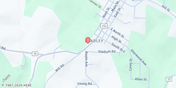 Map showing Smithfield Friends Pantry at 1599 Main Street, Smithfield, OH