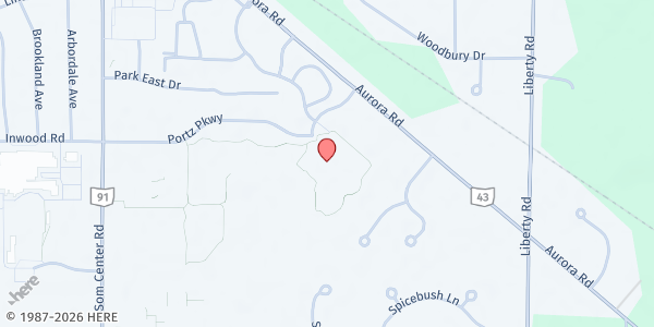 Map showing City of Solon Dept. of Senior Services at 35000 Portz Pkwy, Solon, OH
